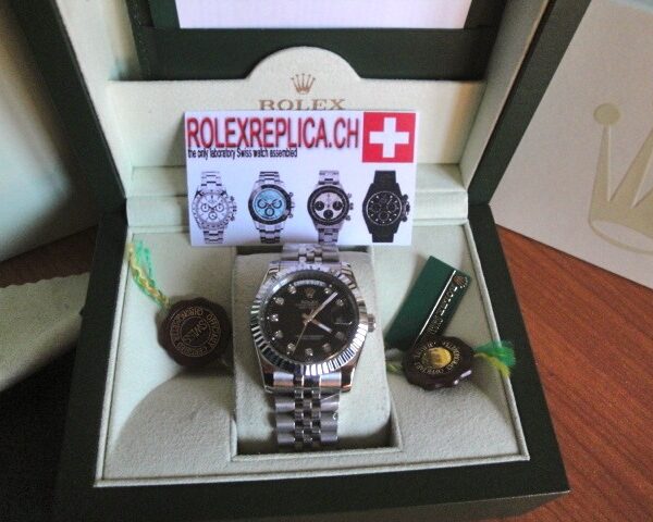 Rolex replica daydate nero brillantini replica orologio